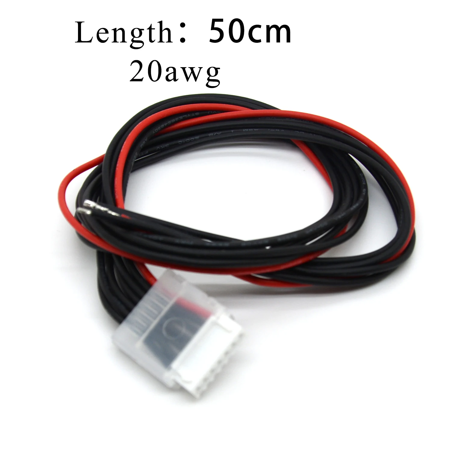 Câble de charge Lipo 6S 50cm 20AWG déroulé, montrant sa longueur et son isolation noire.