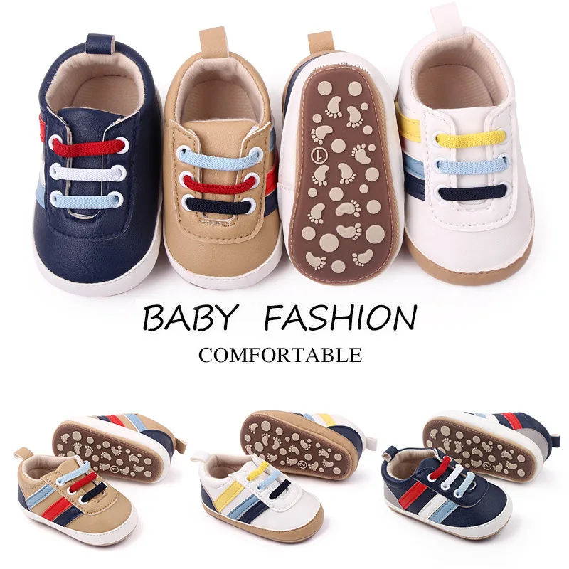 

Sport Sneakers Baby Boys Shoes PU Elastic Band Soft-Soled Non-Slip Toddler Shoes