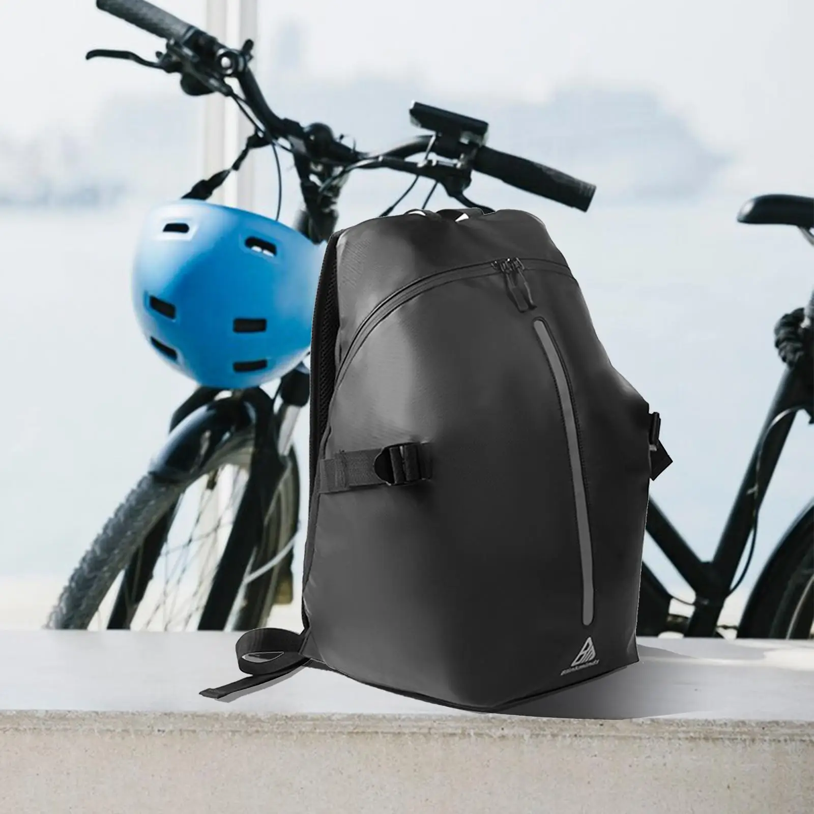 

Motorcycle Riding Backpack with Reflective Strip Portable Helmet Holder for Climbing Mountaineering Hunting Travelling Camping