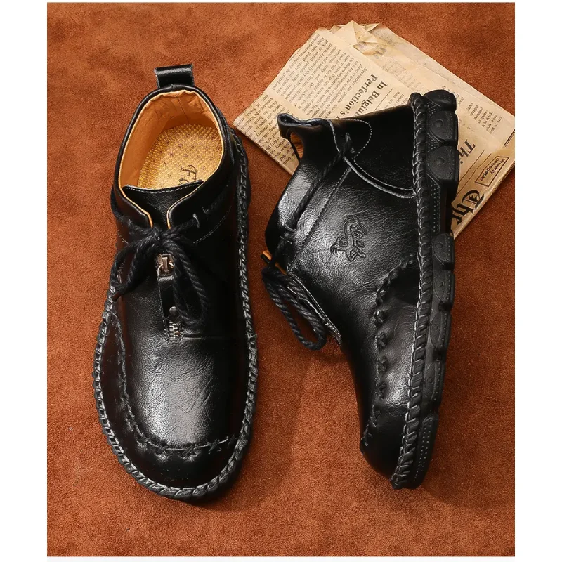2023 New Men's Ankle Boots Fashion Genuine Leather High Quality Outdoor Comfort Casual Slip Resistant Short Boots Size 38-48