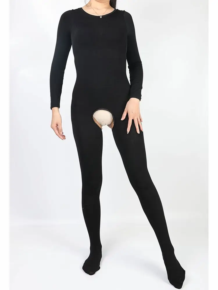 AutumnWinterFleeceWarmBodystockingCloseOpenCrotchBodysuit