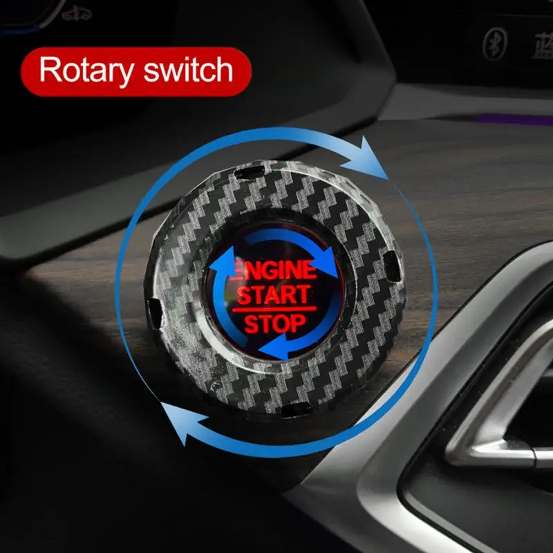 Carbon Fiber Ignition Button Protective Cover - Sleek Interior Car Decoration