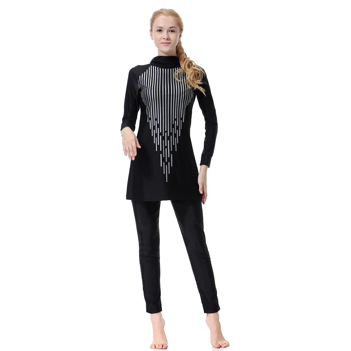 Arabo Islamico Ensembles Musulmans Burkini Costumi Da Bagno Musulmani Maillot De Bain Femme Manica Lunga Conservatore Modesto Costume Da Bagno Donna