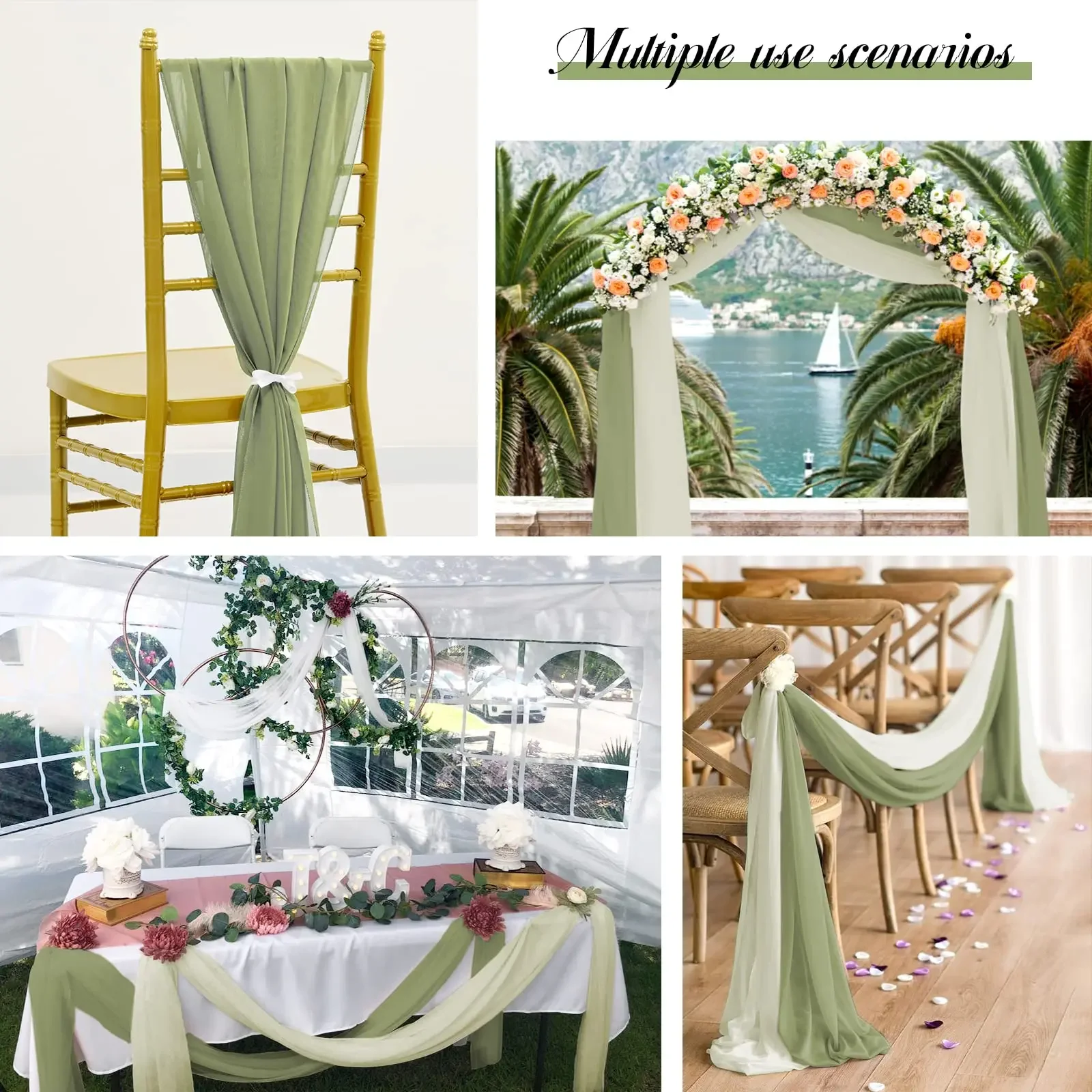 12PCS Terracotta Chiffon Wedding Table Runner Table Setting Gauze Sheer Vintage Christmas Dining Birthday Party Table Decor 5