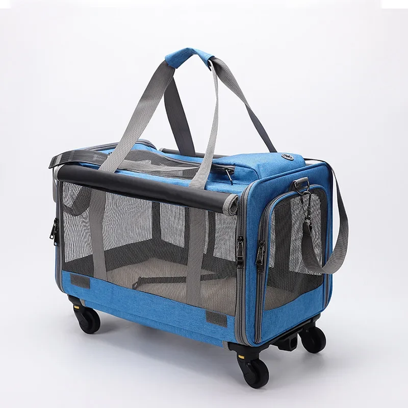 Portable Pet Carrier with Wheels, Double Compartment Cat Carrier for 2 Large Cats, Rolling Cat for Two Cats,Pet Carrier.