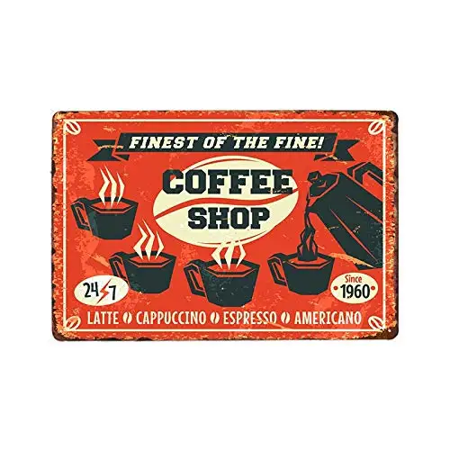 

8x12 Inch Retro Metal Coffee Theme Metal Tin Signs Cafe Shop Plaque Vintage Bar Pub Wall Decorative Poster Home Decor aasd-10