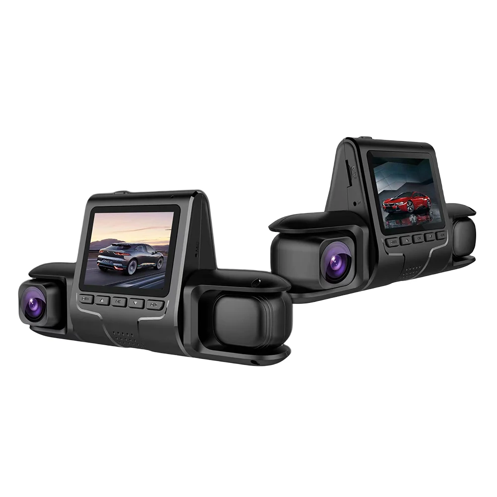 Videocamera per Auto a 3 Obiettivi con G-Sensor HD 1080P, Registratore Video per Auto, Monitor di Parcheggio, Telecamera Anteriore e Posteriore, Display LCD, Visione Notturna - immagine 4