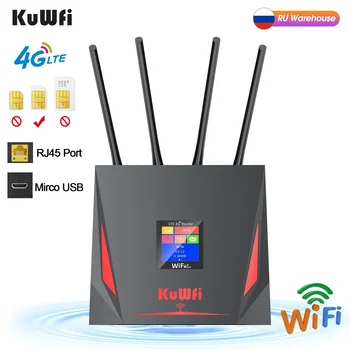 KuWfi 4G LTE 라우터, 150Mbps 무선 CPE 라우터, 3G 4G SIM Wifi 라우터, RJ45 WAN LAN 포트 포함, 높은 이득, 외부 안테나 10 사용자