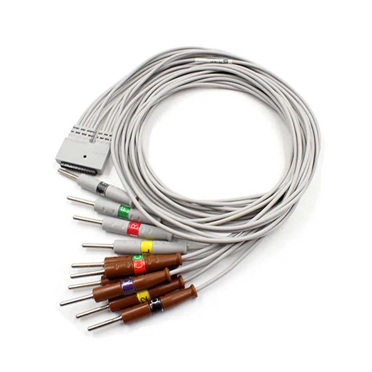 

hot selling Supplier one-piece ECG EKG cable Compatible with MedEx 10 lead IEC EKG Din Style square 26pin