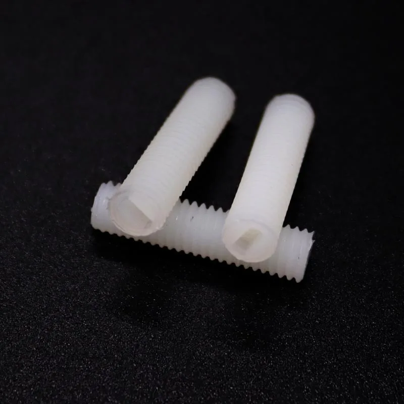 

10/50pcs M3 M4 M5 M6 M8 Metric Thread White Nylon Plastic Insulated Slotted Flat Point End No Head Headless Grub Bolt Set Screw