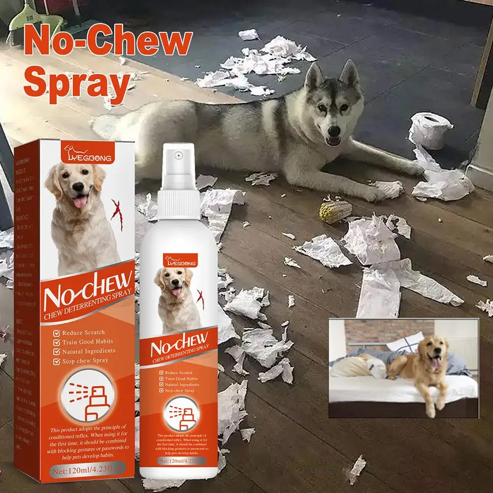 

No Bite Spray For Dogs 120ml Stop Chewing Spray For Cats Dogs Stay Away From Restricted Areas For Pets Behavior Training G8C5