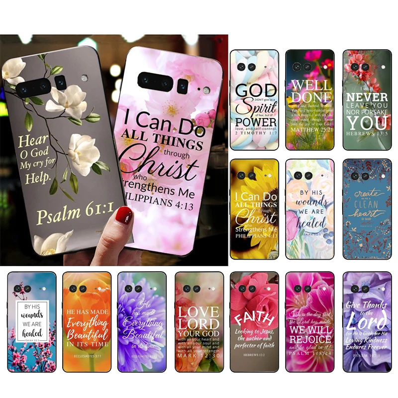 Flower Bible Verse Christian Phone Case Per Google Pixel 7A 8 7 Pro 7 6A 6 Pro 5A 4A 3A Pixel 4 Xl Pixel 5 6 4 3 3A Xl