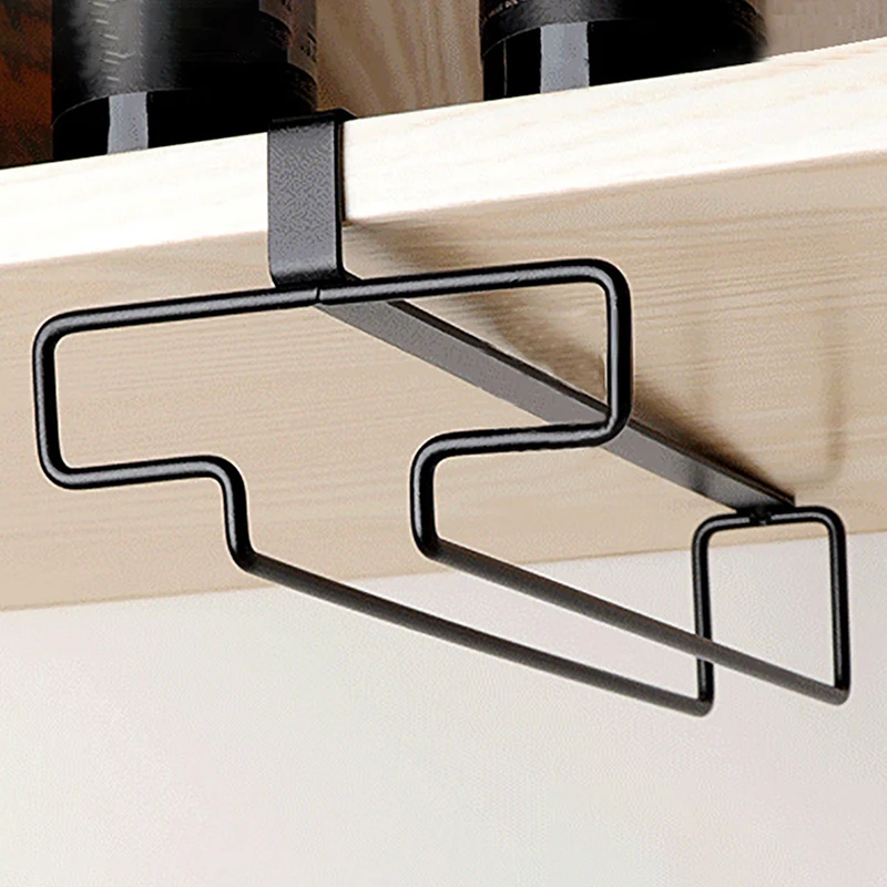 Iron Ambry Cup Holder Without Perforation Upside Down Waterlogging Glass Cup Holder Hanging Wine Cup Storage Kitchen Organizer 5