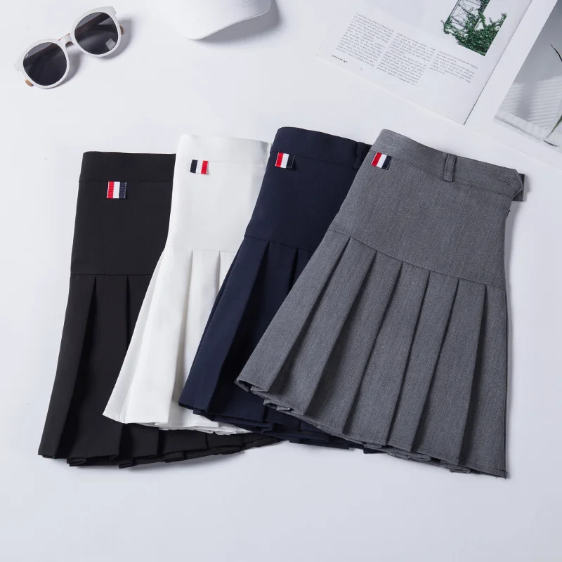 Mini jupe plissée taille haute pour femme, ligne A grise, style coréen Saias, vêtements de mode, jupe noire Kawaii Y2k, été