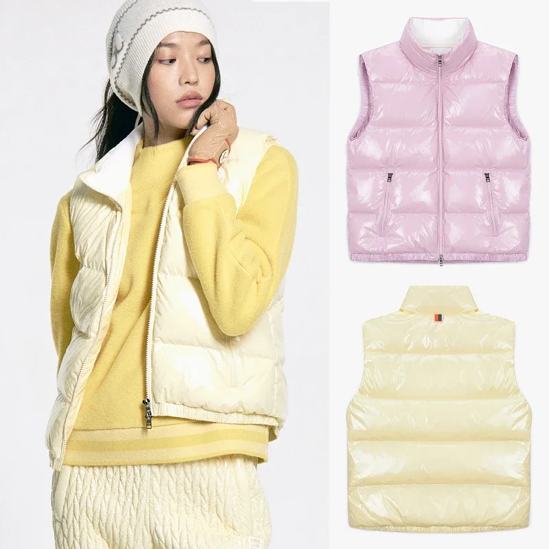 

Korean Golf Apparel Women's Neckline Lining Knitted for Warm and Comfortable Hand Feel Smooth Down Coat Vest