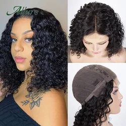 Brazilian Deep Wave Lace Front Human Hair Wigs For Black Women Short Bob Hair Lace Wig Pre plucked Natural Black Hair Wig Allure