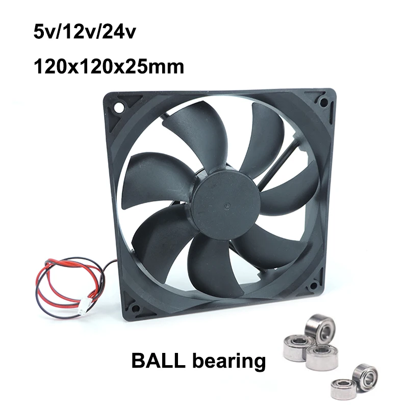120mm 120x25mm 12V 2Pin DC Brushless BALL BEARING PC Computer Case Cooling Fan 12cm Radiator Ventilador PC Cooler Master L1 cooling fan gaming cooling fan