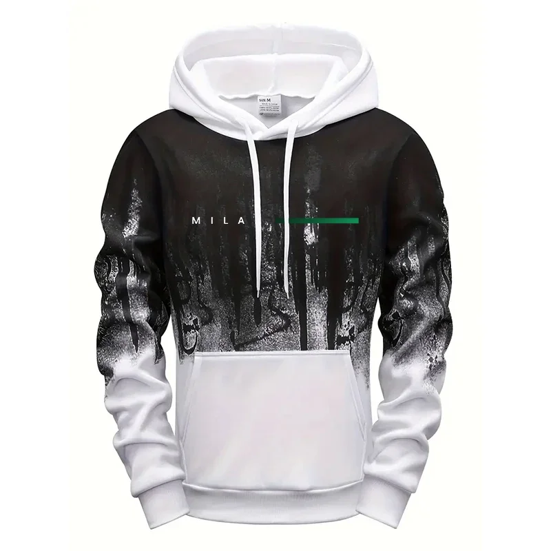 Men's Splatter Design Hooded Sweatshirt Casual Sports Hoodie