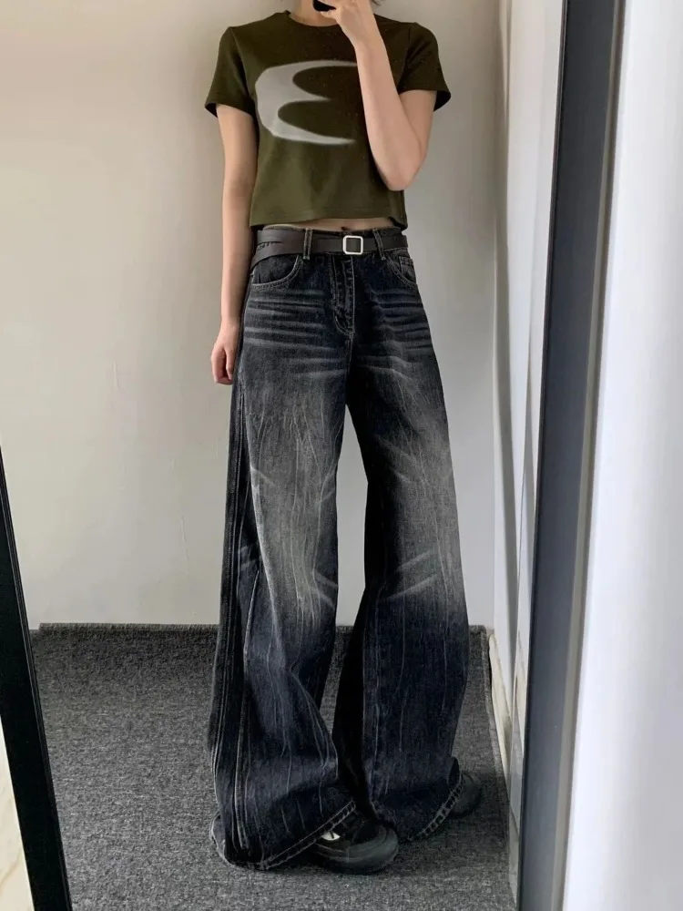 

HOUZHOU Y2k Vintage Baggy Jeans Woman Harajuku Korean Fashion Denim Pants Japanese 2000s Style Streetwear Trousers Goth Spring