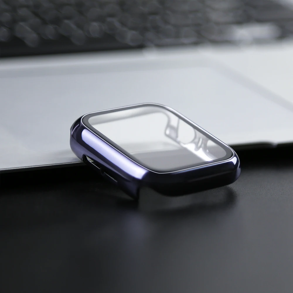 360 Full Cover for Apple Watch 45mm 41mm 44mm 40mm 42mm 38mm, Plating Case Glass Screen Protector for iwatch SE 7 6 5 4 3 2 1