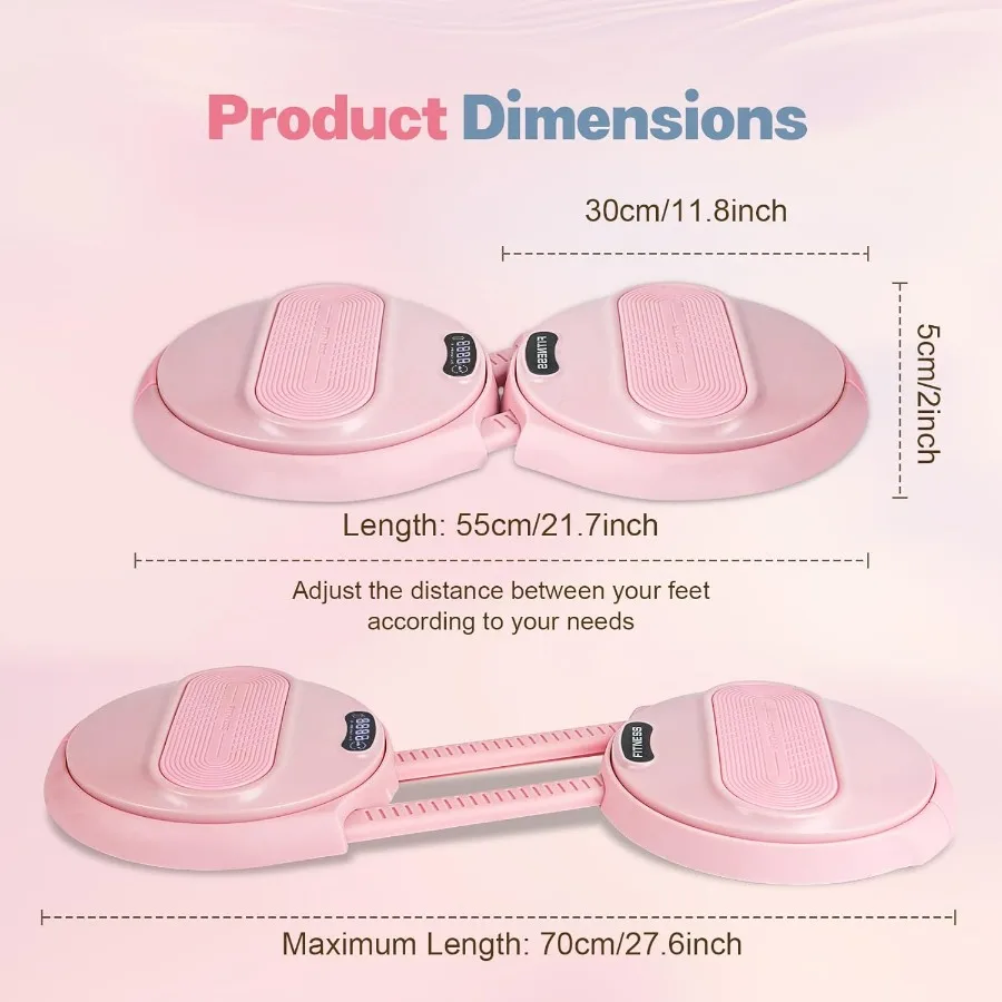 Ab Twister Board, Waist Twister Machine with Counter & Resistance Bands, Adjustable Foot Spacing Waist Twisting Disc for Slimmin