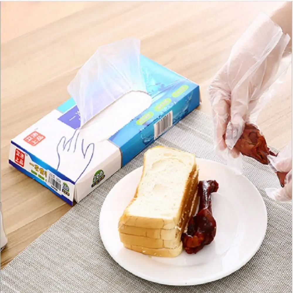 Bathroom 100pcs/box Cooking Cleaning Disposable For Transparent Plastic For Sanitary Gloves Household Gloves Gloves images - 6