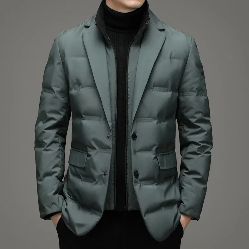 

Top Grade Man Down Jacket 2024 New Arrival Men Business Casual Classic Suit Collar 90% Gery Duck Coat Keep Warm parkas