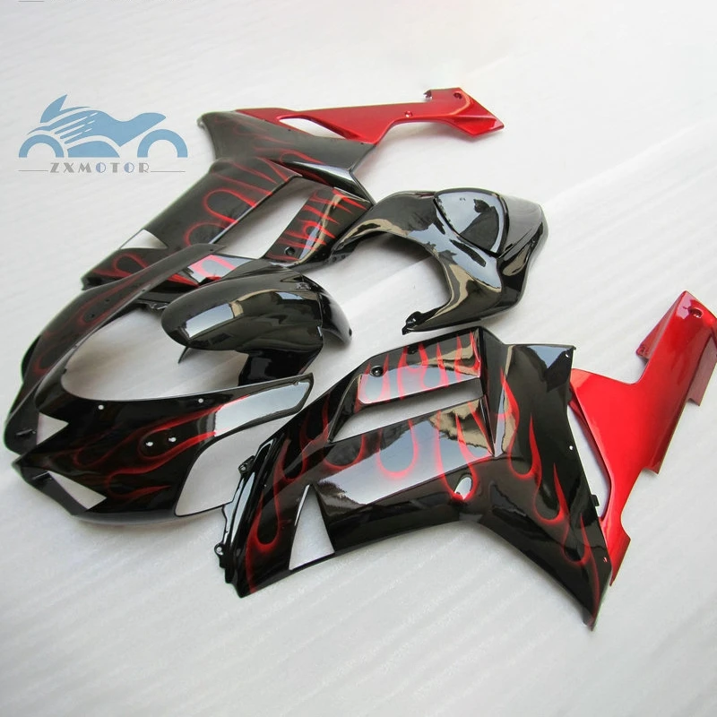 

Full Custom fairings kit for KAWASAKI Ninja 2007 2008 ZX6R moto road racing fairing kits ZX 6R 636 07 08 red flames bodyworks