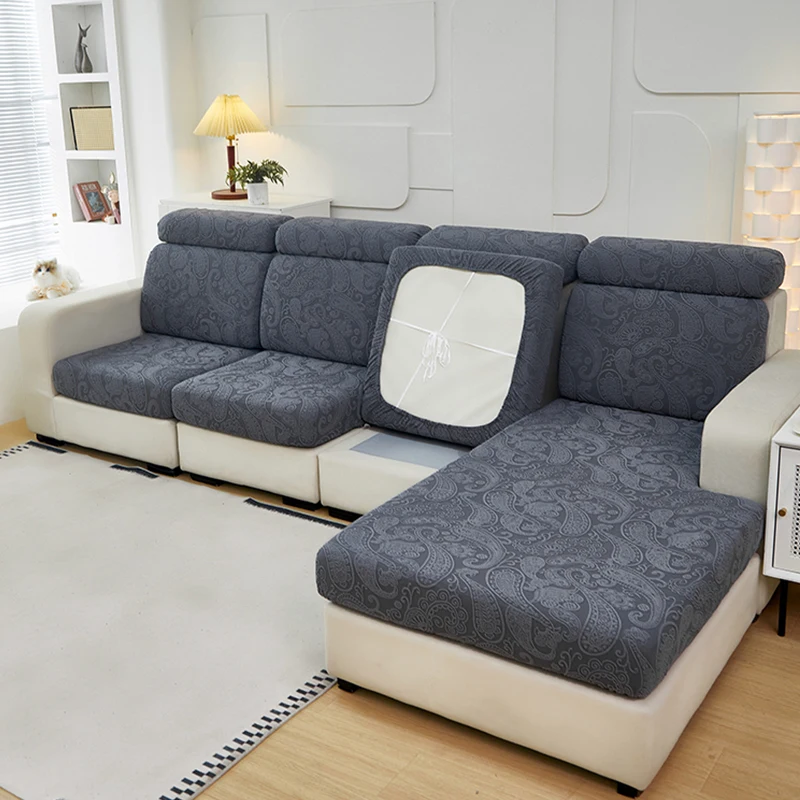 Leaf Pattern Jacquard Sofa Seat Cover Elastic Cushion Cover Sofa Backrest Protector Pet Freindly Couch Covers Anti-Slip
