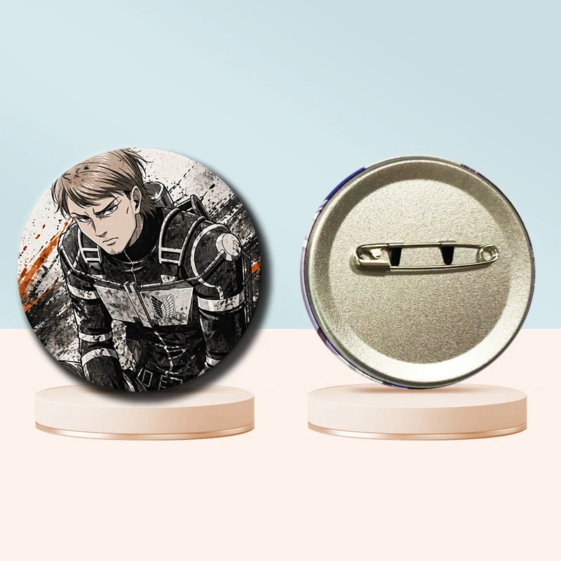58mm 애니메이션 A-ATTACK ON TITAN 에렌 예거 키스 샤디스 애니 레온하트 코스프레 의상 배지 핀 SPTE Tinplate Brooch Prop Gilf