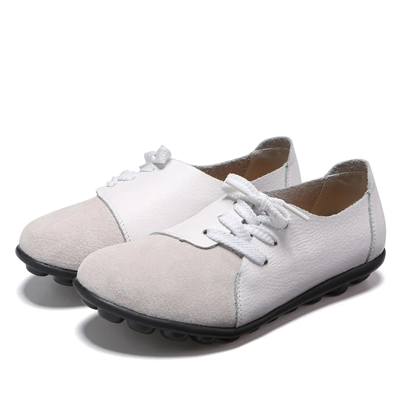 Woman's Flats Shoes woman Soft Genuine Leather Big Size Boat Shoes for Women 5