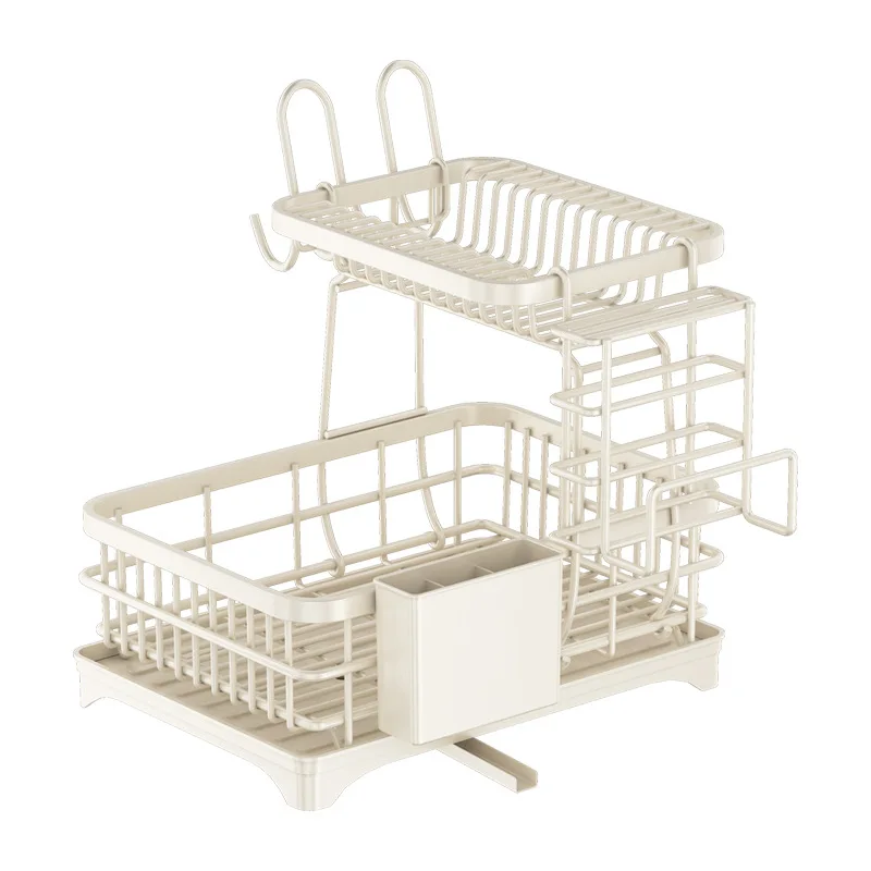 Dish Drying Rack 2-Tier Large Dish Bowl Racks for Kitchen Countertop Detachable Large Capacity Dish Drainer Organizer 5