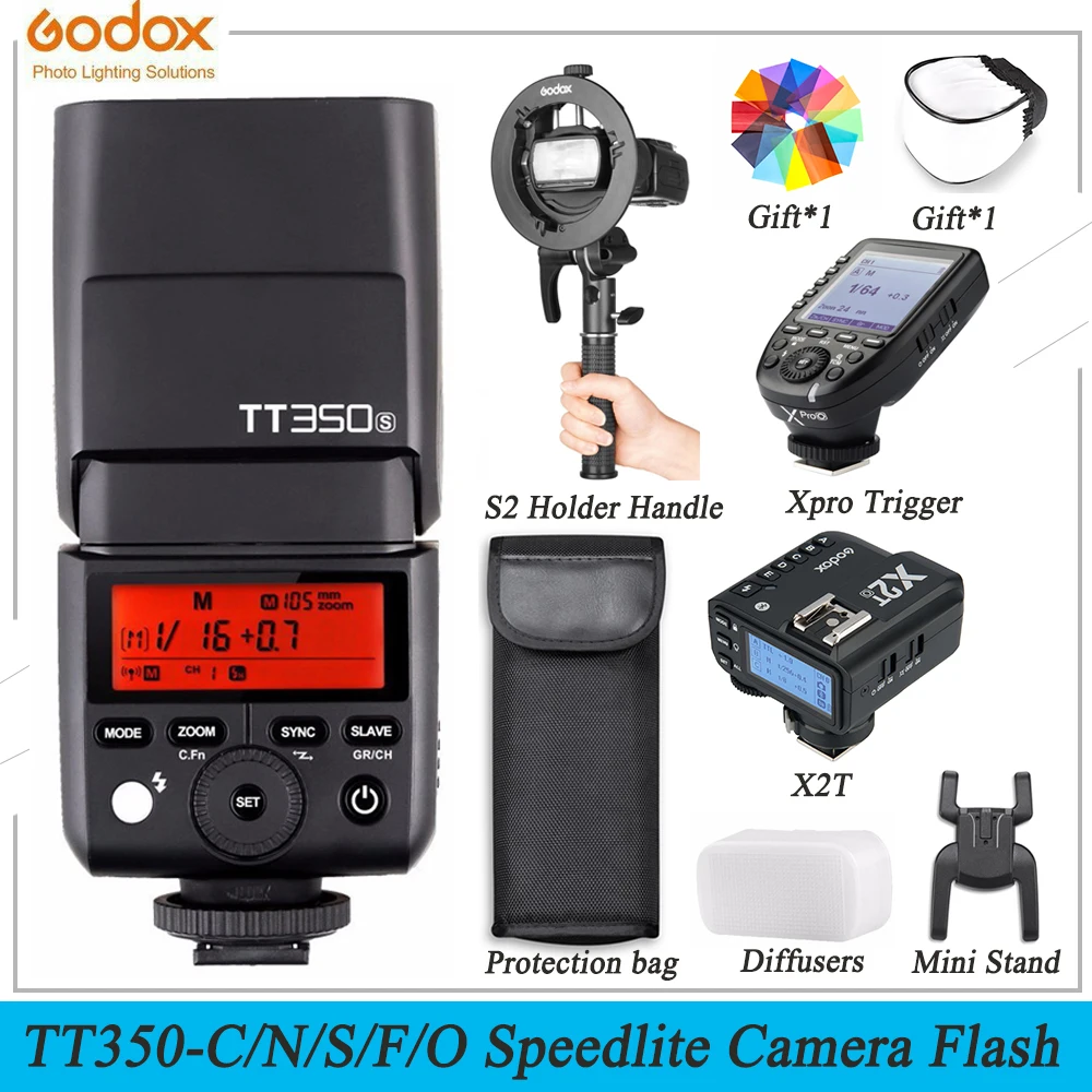

Беспроводная мини-вспышка Godox TT350 GN36 2,4G TTL HSS + XPro + X2T + S2 для Canon Nikon Sony Fuji Olympus