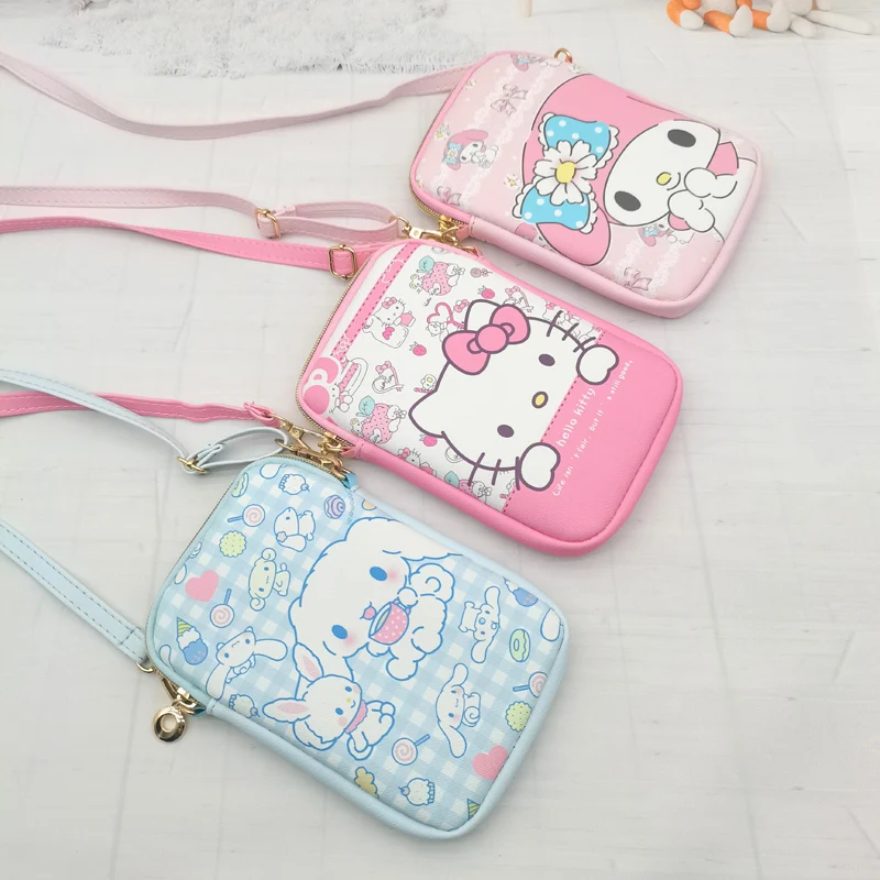 Sanrio Kuromi Messenger Bag Cute Cardcase Hello Kitty Shoulder Bag Anime My Melody Zero Wallet Cinnamoroll Children Wallet