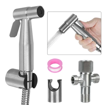 หัวฝักบัวมือถือ Hand Bidet ก๊อกน้ํา Bidet sprayer ชุดสําหรับห้องน้ําทําความสะอาดตัวเองสําหรับห้องน้ํา hand sprayer สแตนเลส 1