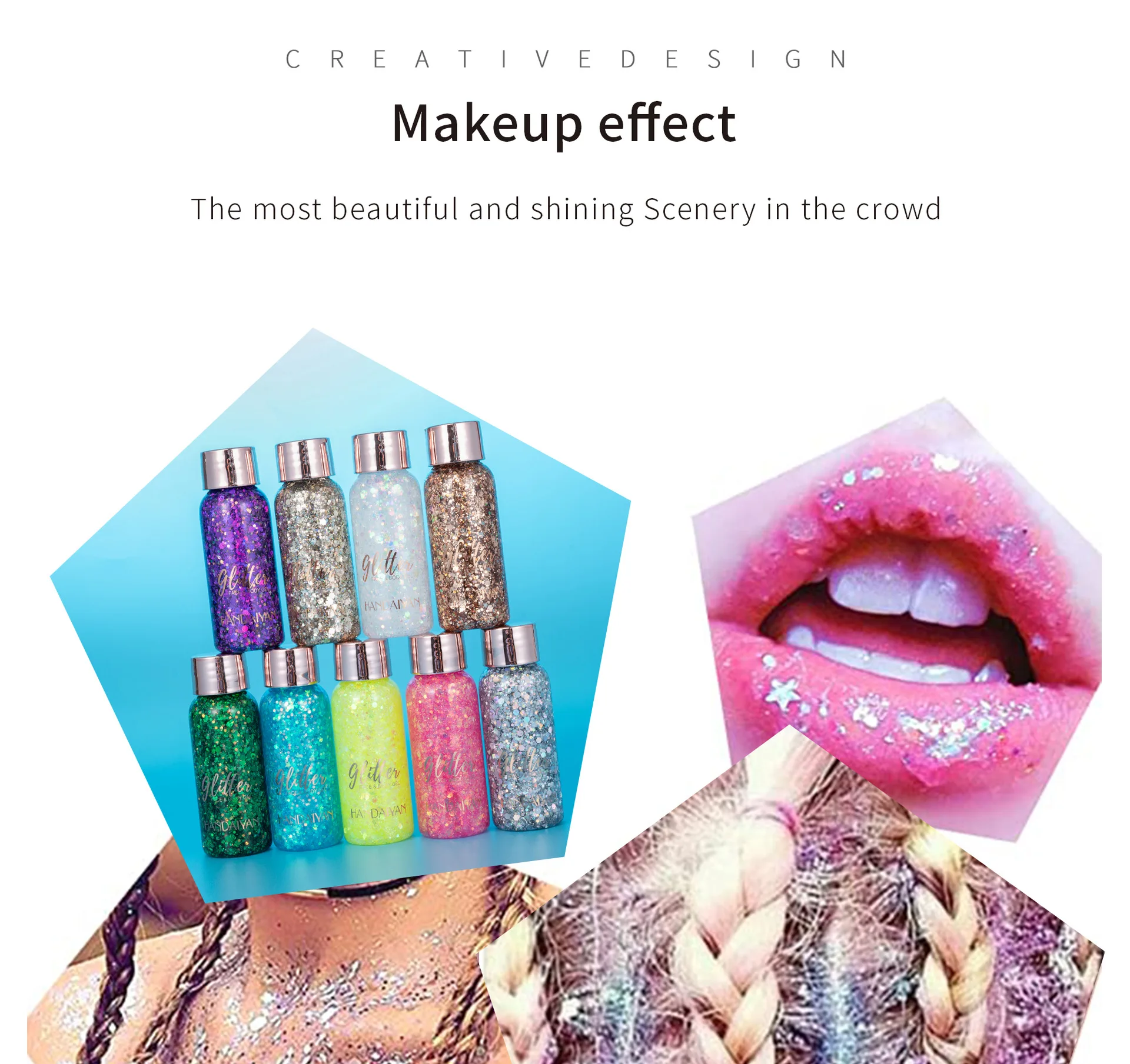 Description Picture 5 of itemWith Smear Spoon Multifunctional Eye Glitter Nail Hair Body Face Glitter Gel Art Flash Loose Sequins Cream Festival Glitter Deco