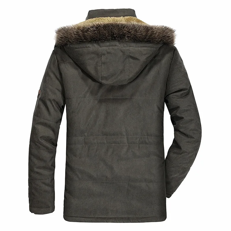 Thicken Men Winter Coat Plush Fur collar Hooded Men Wool Liner Jakcket Padded Cotton Coat Long Outdoor Hooded Jacket Snow Parkas