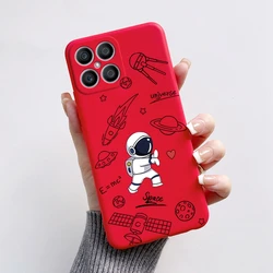 Exquisite Cartoon Painted Liquid Silicone Phone Case in Bumper Design for Honor X8 4G (Red - L08)