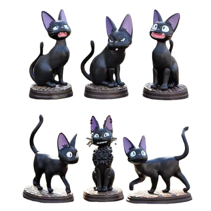 6pcs/set Anime black cat JiJi Q version action figures PVC Model