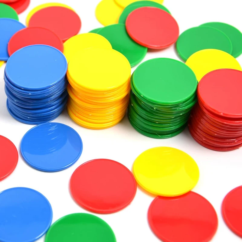 Plastic Bingo Markers Chips 4 Colors 37MM Counting Coins Children Adullts Party Games Juegos De Mesa Familiares Divertidos 4