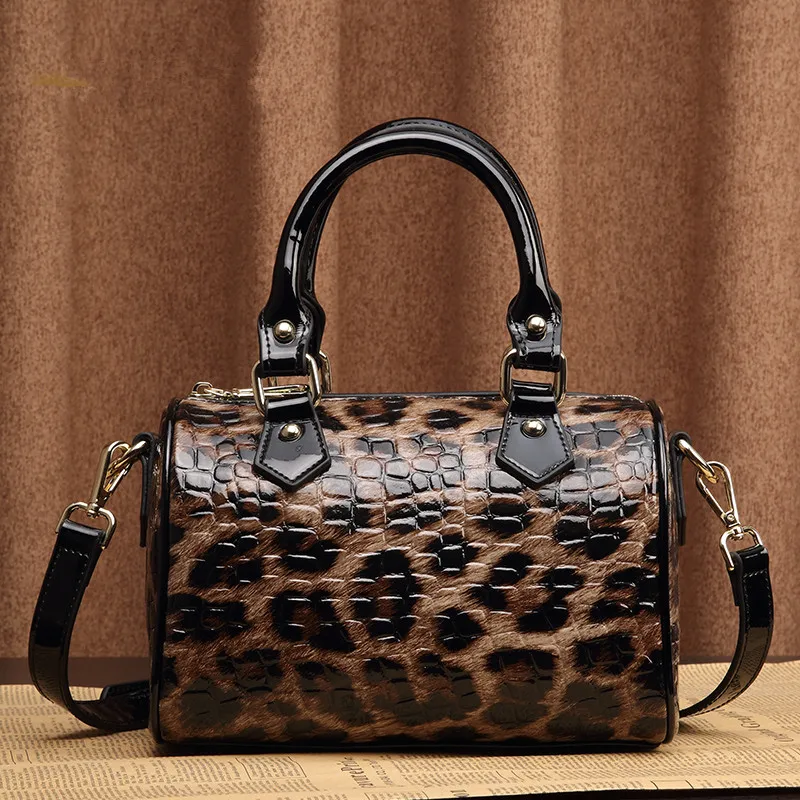 

New Fashion Leopard Women Handbags European Design Patent Leather Ladies Shoulder Bags Female Girl Brand Luxury Crossbody Bags