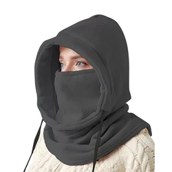 Unisex Polar Fleece Winter Balaclava Warmer - Windproof Full Face Ski Mask and Beanie with Scarf (Grey)