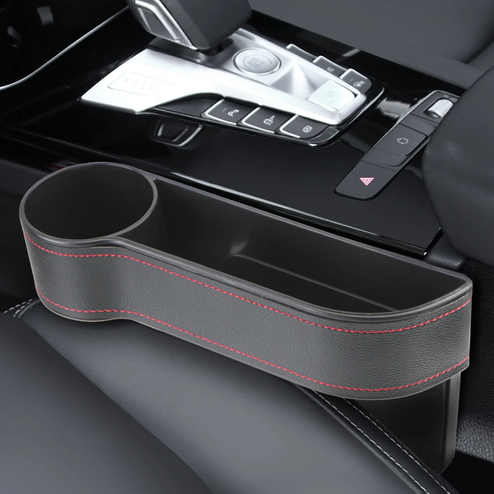 Car Organizer Seat Gap Slit Box With Charging Hole Leather Car Seat Gap Storage Box