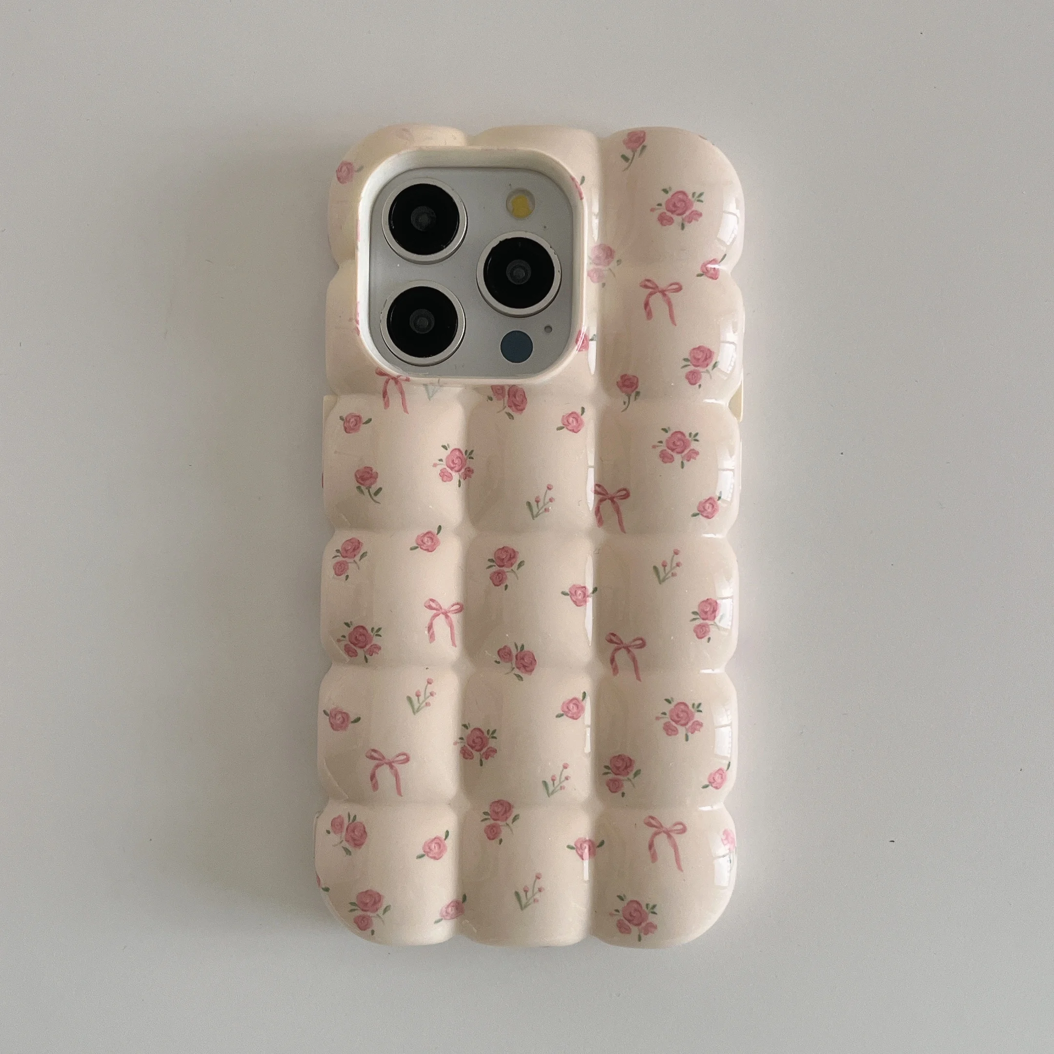 Lovely INS Vintage Flower Prints Egg Puffs Shape Cute Phone Case