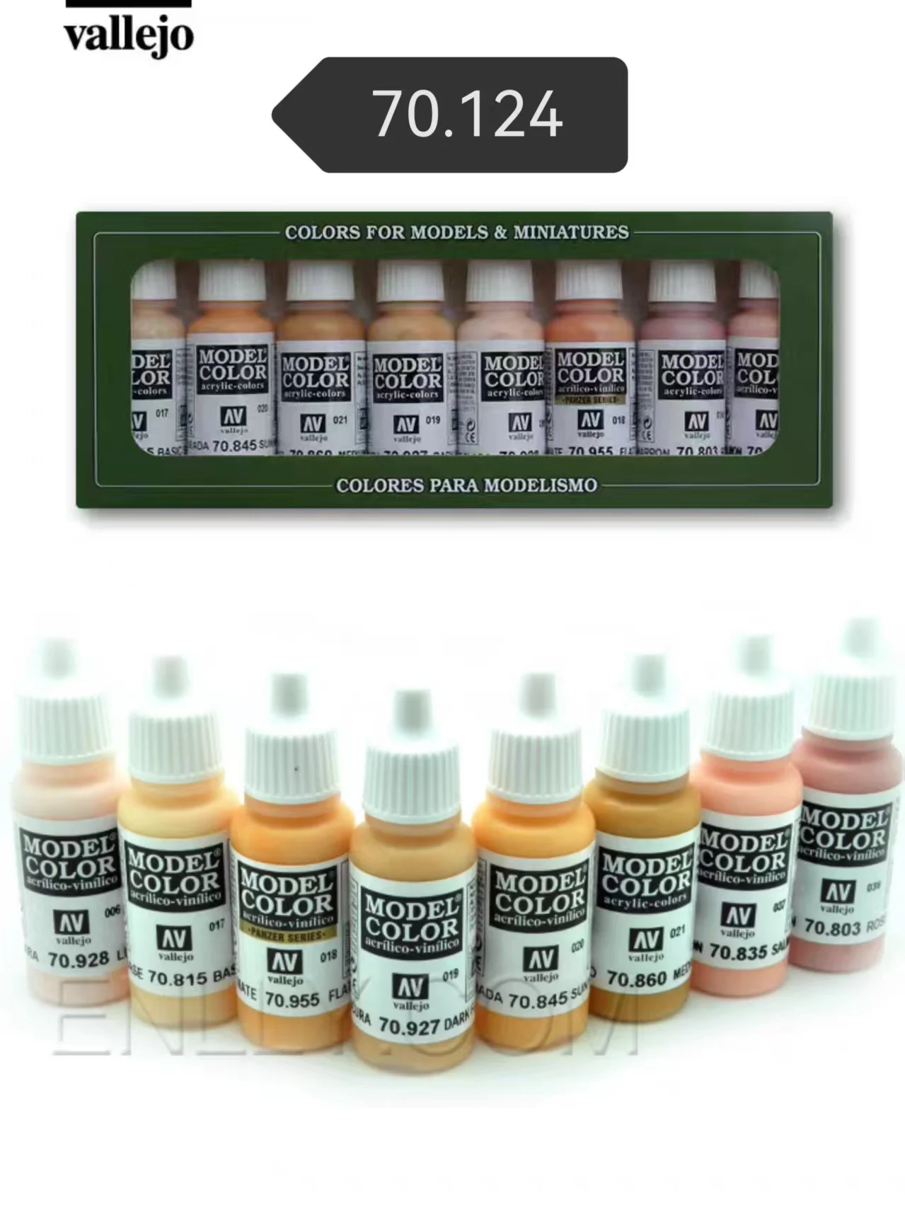 AV vallejo 컬러 친환경 금속 안료 8*17ml 모델 및 미니어처 건축용 아크릴용 캐릭터 스킨 톤 세트