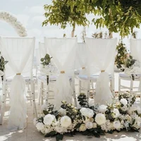 10PCS Romantic Chair Sash Bow Milk Yarn Hotel Wedding Banquet Chair Cover Ruffles Chair Sashes Wedding Banquet Party Home Decor 3