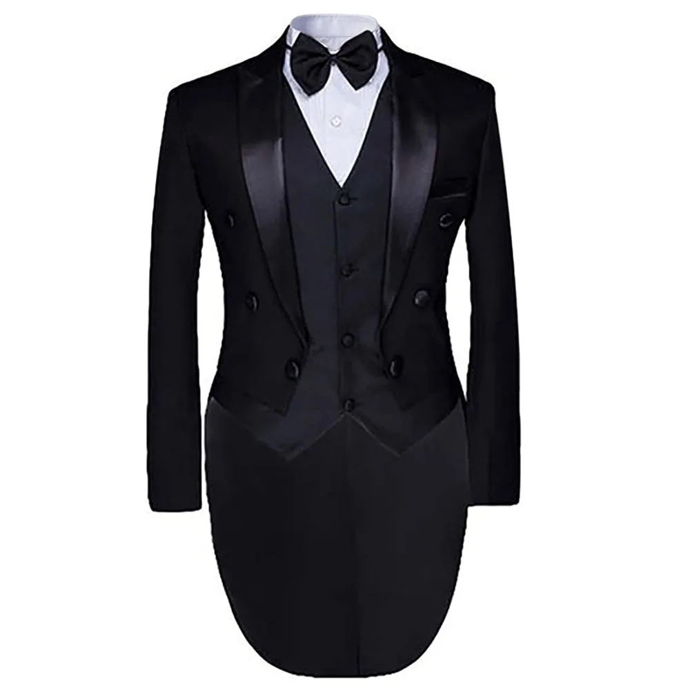Latest 2023 Cloudstyle Men's Tailcoat Formal Ment Suit Slim Fit 3-Piece Suit Dinner Jacket Wedding Suit Male Swallow-Tailed Coat 2
