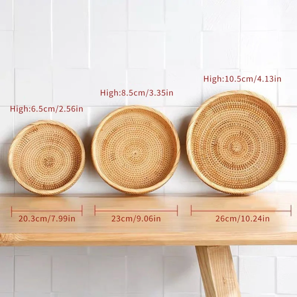 Handwoven Rattan Round Storage Basket