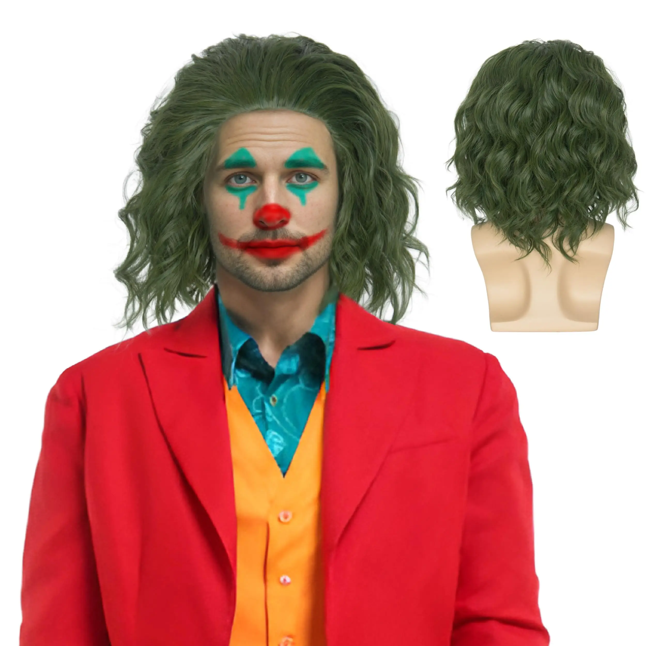 

Мужской короткий волнистый зеленый парик Miss U Hair для косплея, Хэллоуина, искусственный парик клоуна для взрослых