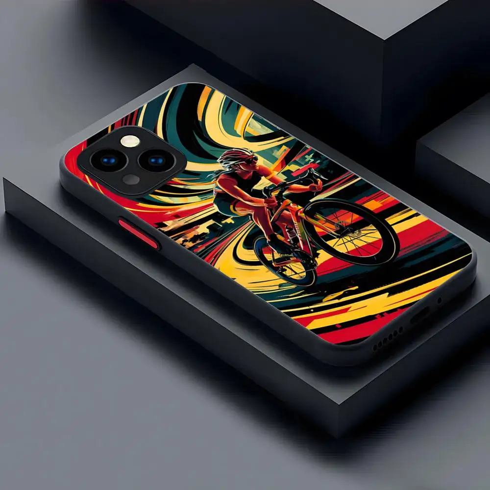 Bicycle Cycling Art Matte Transparent Phone Case Back Cover